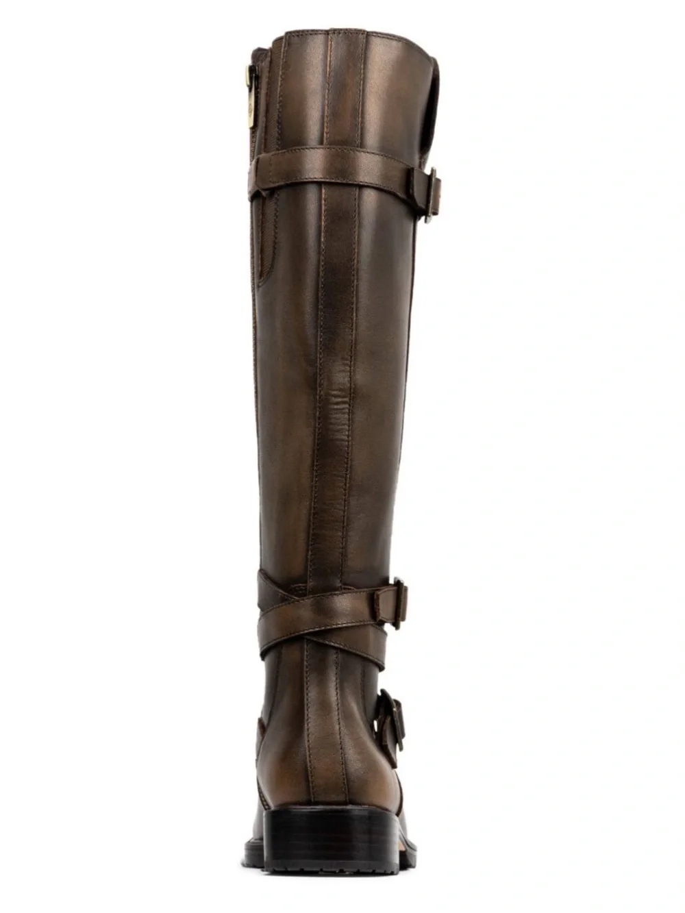 Donald J. Pliner Brown Leather Over-the-Knee Buckle Boots